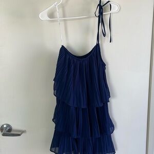 One shoulder navy dress